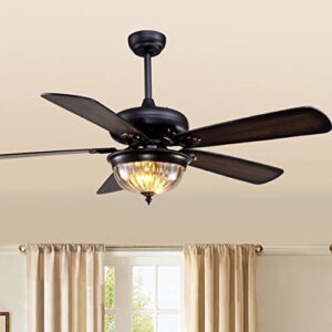 NZDY Ceiling Fan Fresh Black Glass/Wood/Round LED
